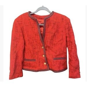 Red Wool tweed Blazer Gold Hessian Soldier Buttons vintage